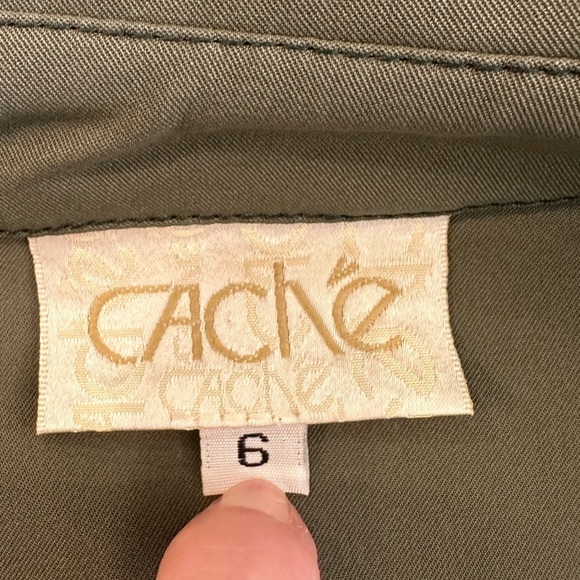 CACHE vintage green Stretch Fitted Military-Inspired blazer Jacket size 6 - Picture 7 of 11